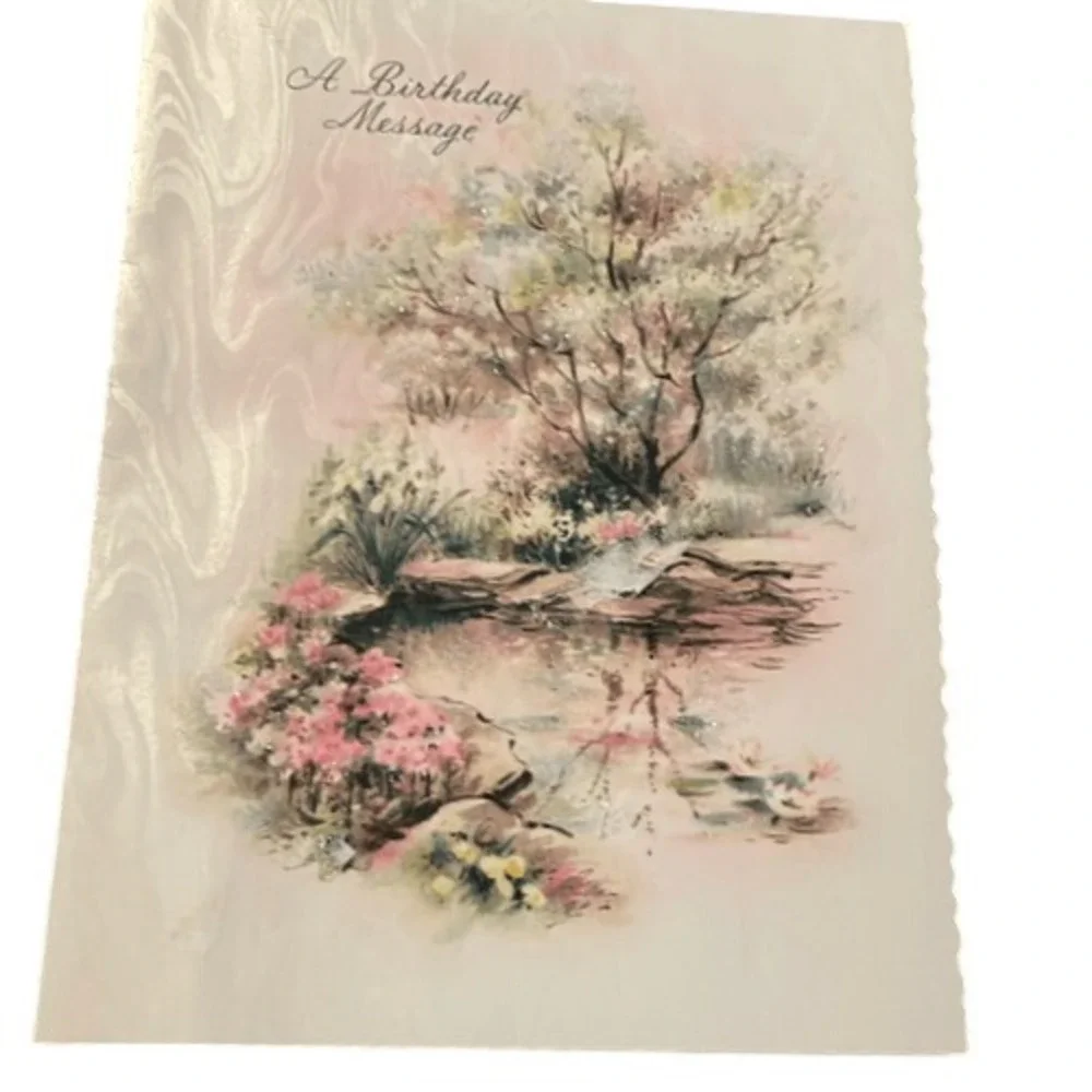 Vintage 1950s Coronation Collection Glitter‎ Birthday Cards Lot of 4 Parchment